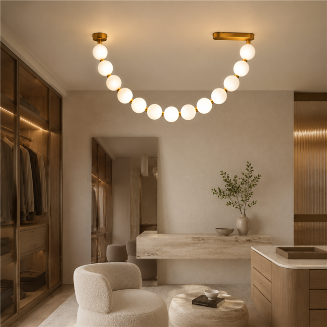 Pendant lamp Illo white 83, white/copper color, 83-120cm, LED 22W, 3000K, 2200lm