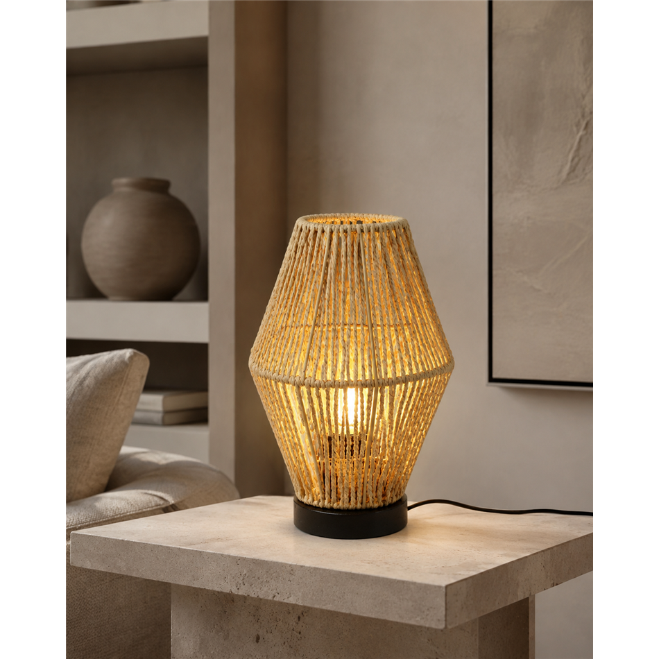 Table lamp Aissa, beige, H32cm, D19cm, E27 40W(MAX)