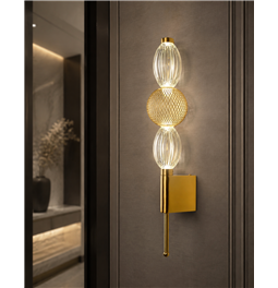 Seinalamp Sainteny, läbipaistev/messingist värv, H52x10cm, LED 7W, 3000K/4000K/6000K, 385lm