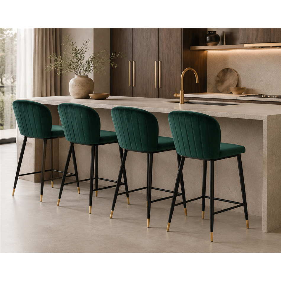 Bar chair Salem, green, 46x55x H95cm,  seat height 62cm