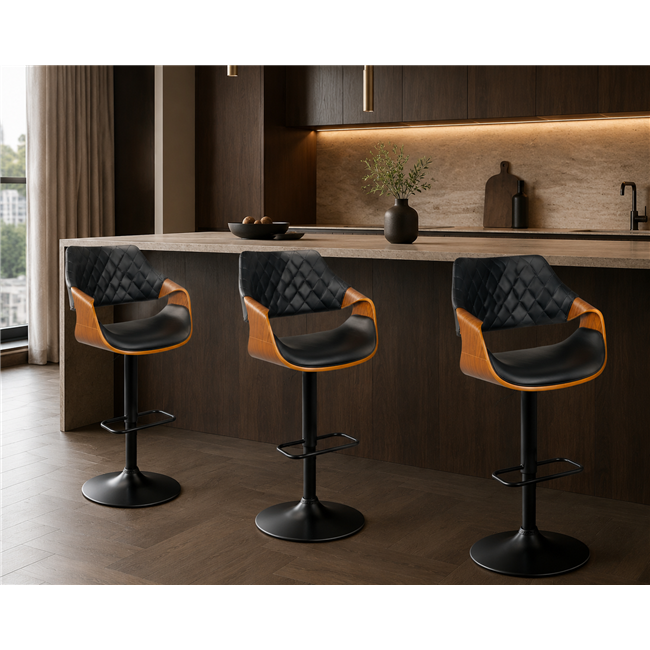 Baaritool Sandhaugt black 031, 360 kraadi pööratav, pähkli värv/must, H96-118x54x54cm, istumisosa kõrgus 62-84cm