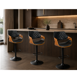 Baaritool Sandhaugt black 031, 360 kraadi pööratav, pähkli värv/must, H96-118x54x54cm, istumisosa kõrgus 62-84cm