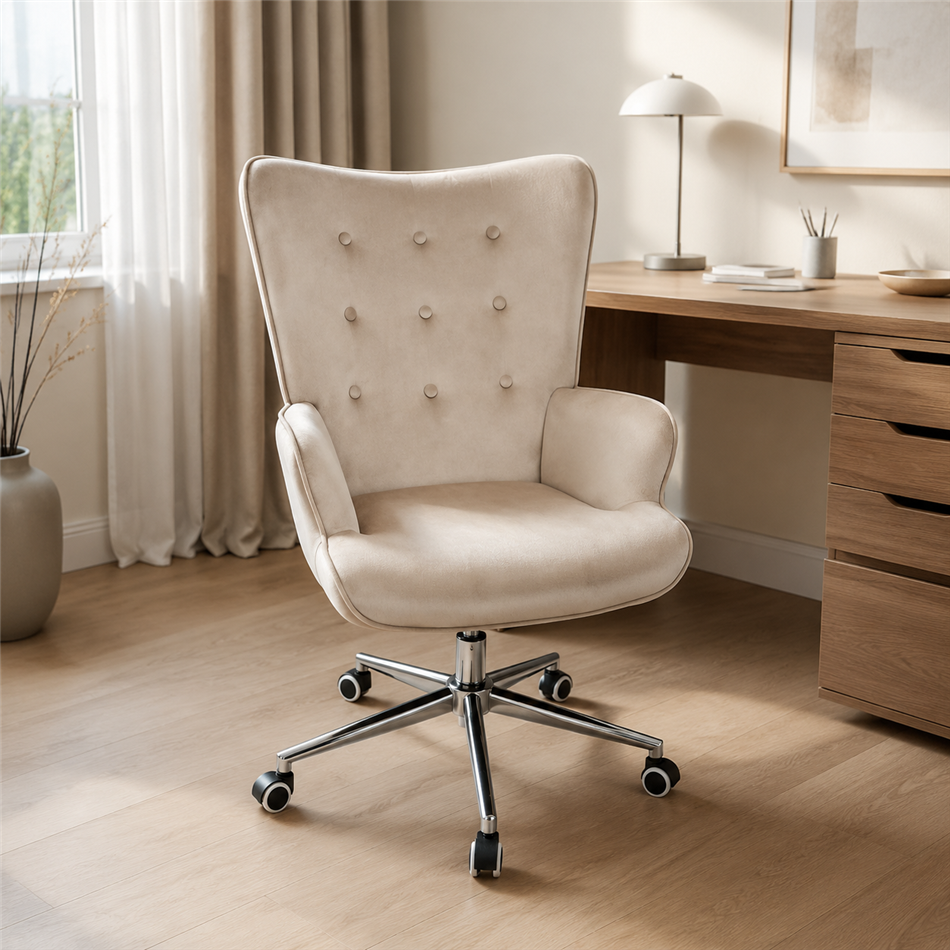 Office chair Darlington, taupe, velvet, H106x70x64cm, seat height 48-54cm