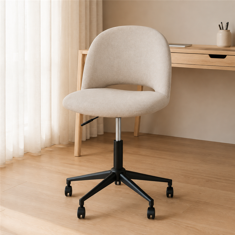 Office chair Aklan, swivel, beige, H77x49.5x49cm, seat height 44.5-54.5cm