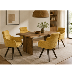 Söögitool Sarroka 7, pruun/kollane, 360 kraadi pööratav, H87x57x59.5cm, istumisosa kõrgus 50cm