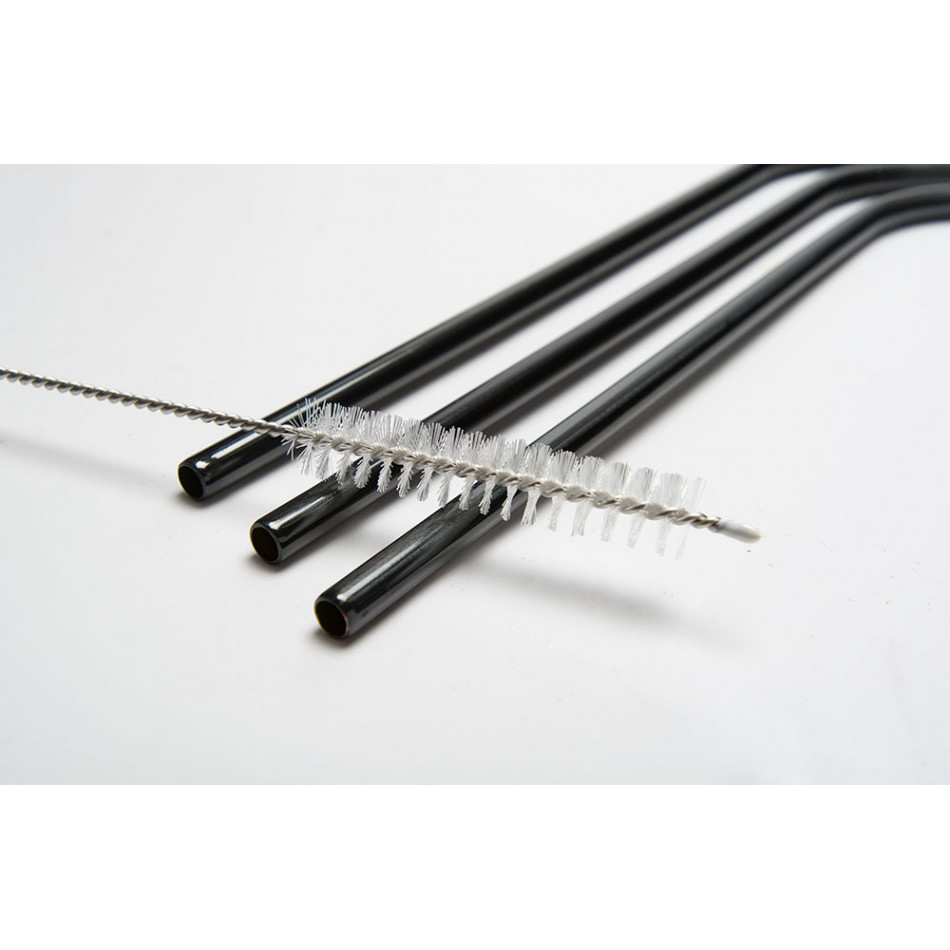 Metallist joogikõrred, 3tk, musta värvi, 21cm