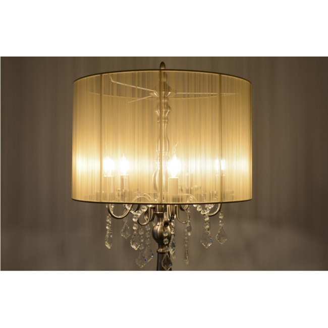 Торшер MARI кремовый цвет, E14 5x40W, H-165cm, Ø-50cm, сатиновый никель