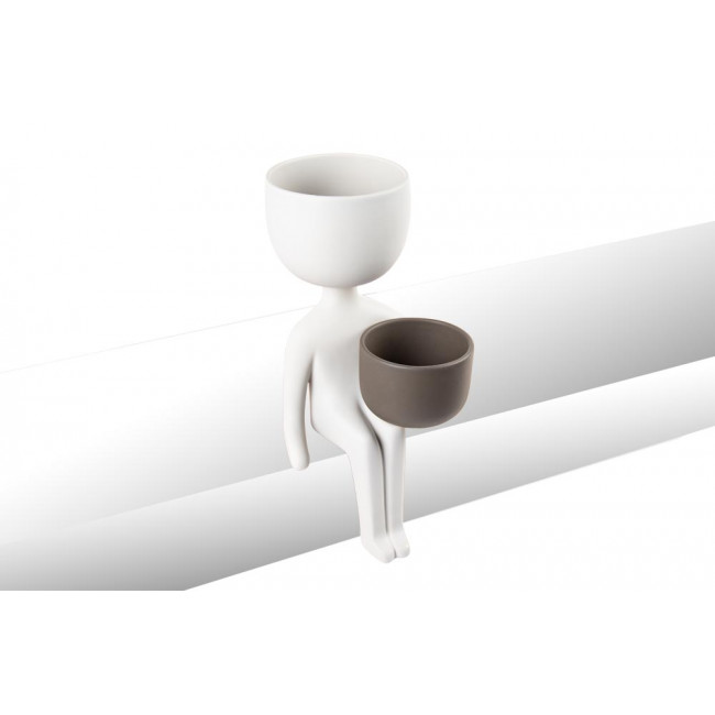 Decor Sitting Man, grey-green tone,H33x17cm