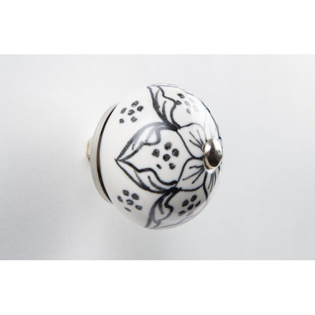 Mööblikäepide Tomato, musta mustriga, keraamiline, H45x45x40mm 