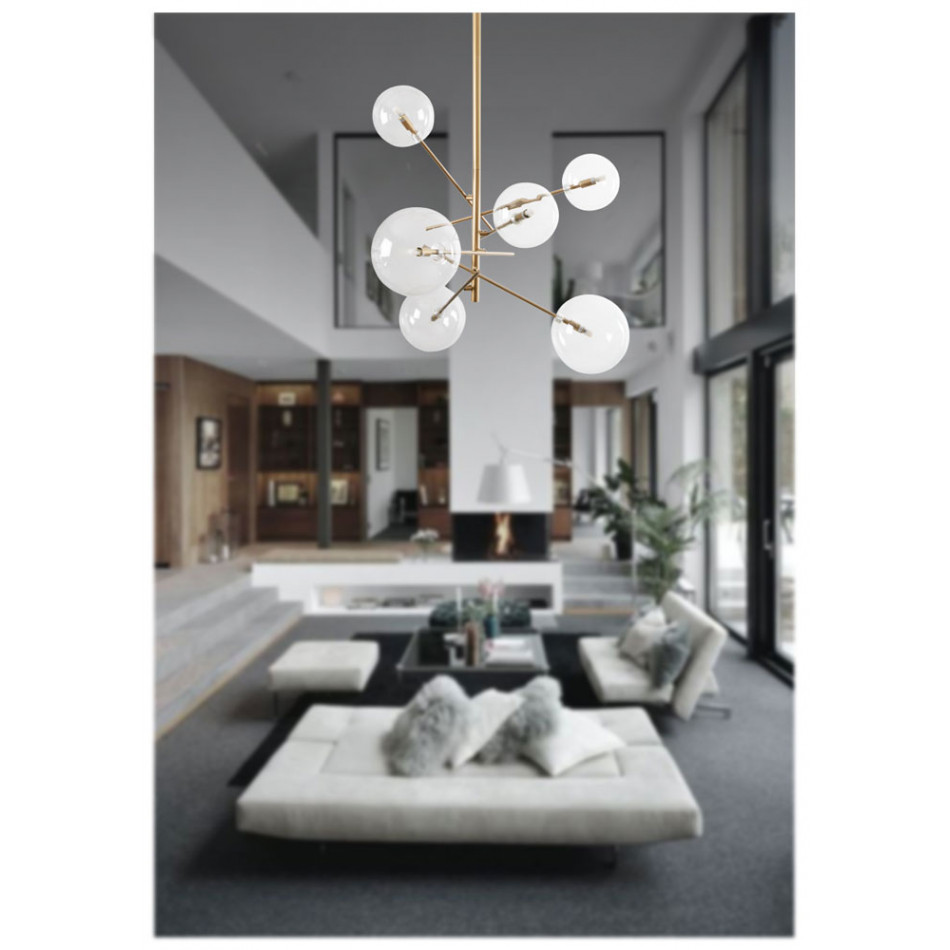 Rippvalgusti  Raja, kuldne satiin, G9 6x35W(max), H140cm x D80cm