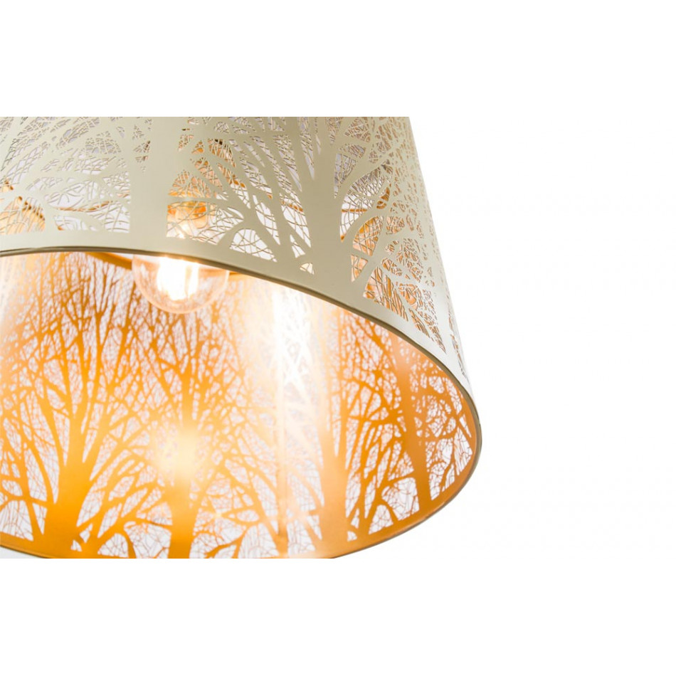 Pendant lamp Labosca, beige/golden, E27 60W, H30-110cm D35cm