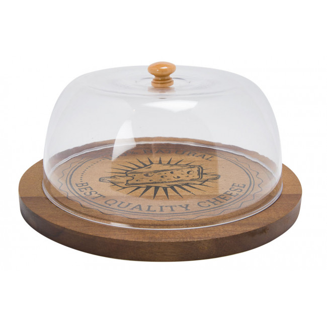 Сервировочная тарелка с крышкой, дерево акации, D24.5x12cm