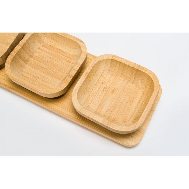 Бамбуковая тарелка, с 3 мисками, 33x10.8x4.7cm