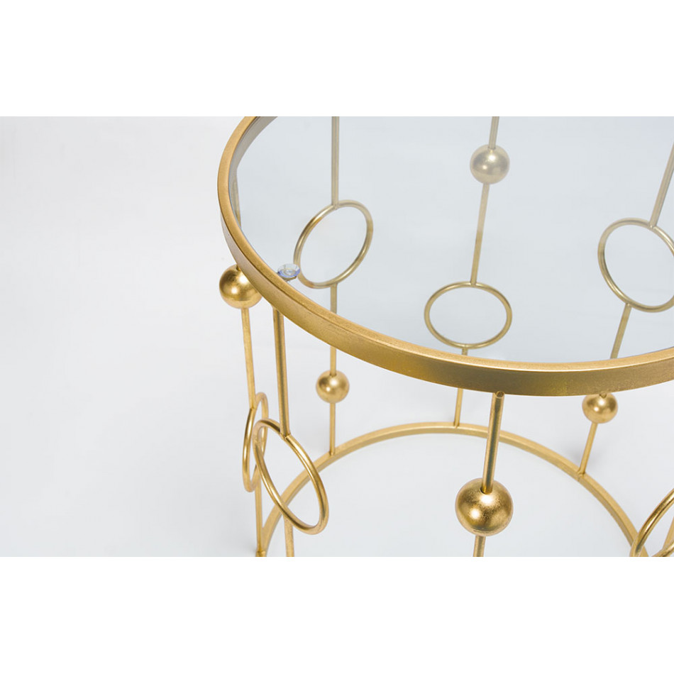 Metal table Bareiro L, gold colour, D49.5xH60cm