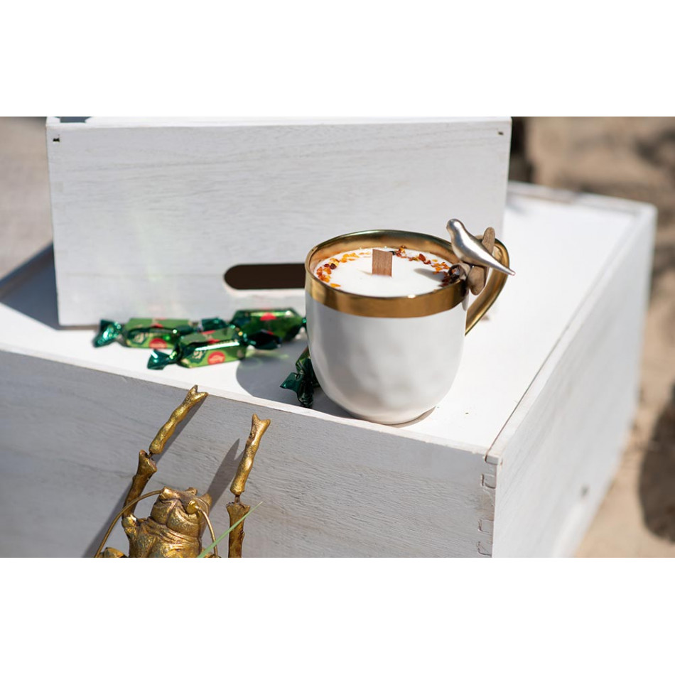 Mug Bell, white/gold color, H14.5x10cm, 380ml