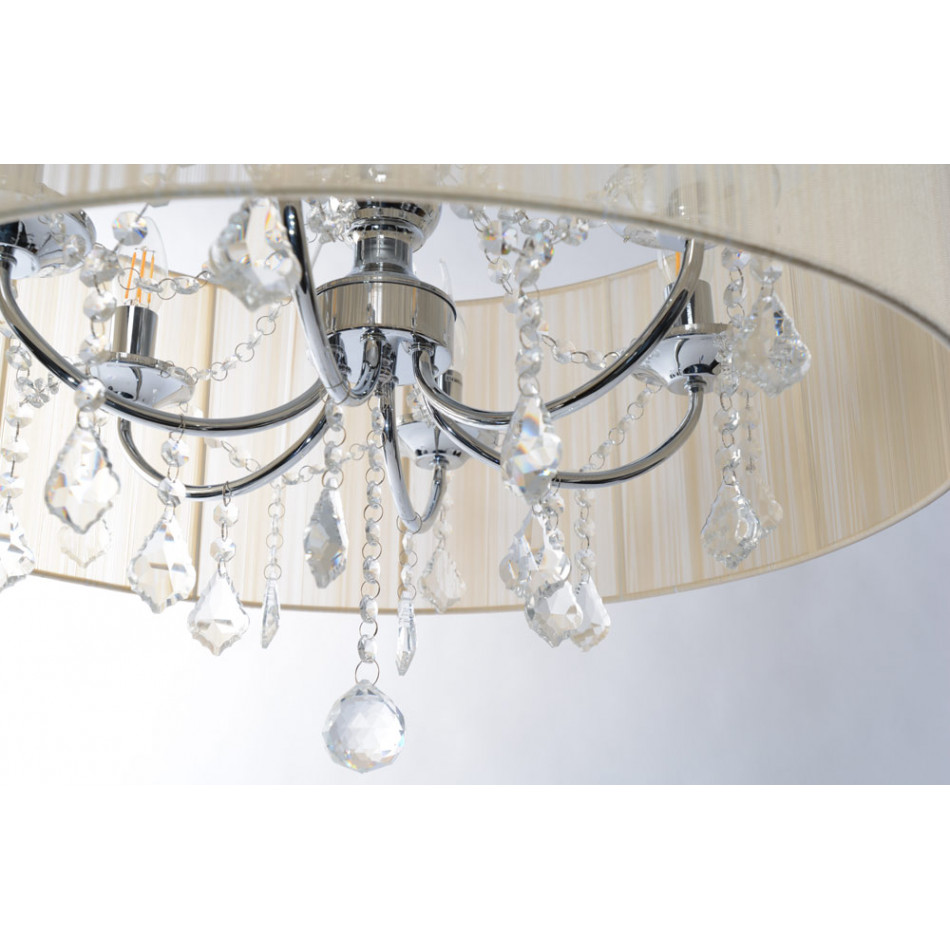 Pendant lamp MARI, cream colour, H58-130cm, Ø-60cm E14 6x40W