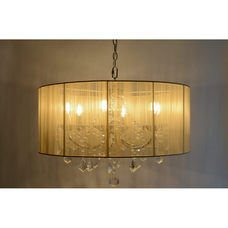 Pendant lamp MARI, cream colour, H58-130cm, Ø-60cm E14 6x40W