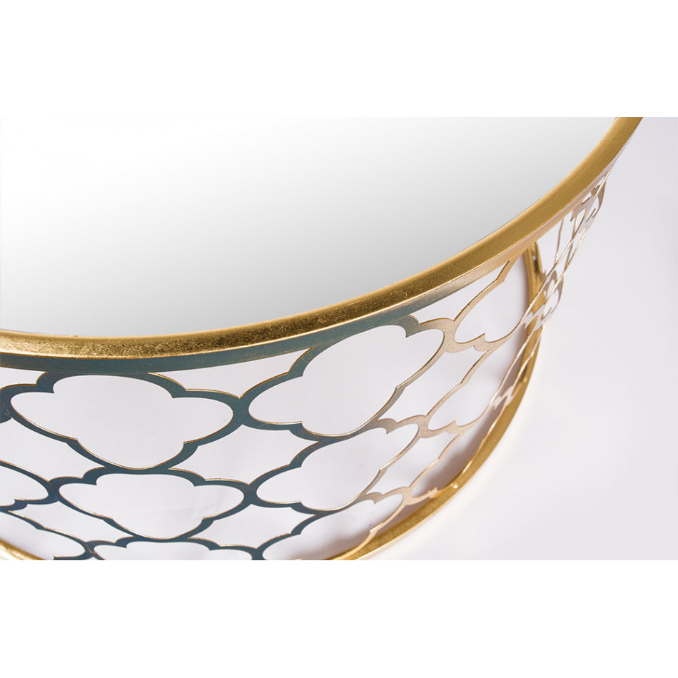 Metal table Berini L, mirror top, golden, D80x50cm