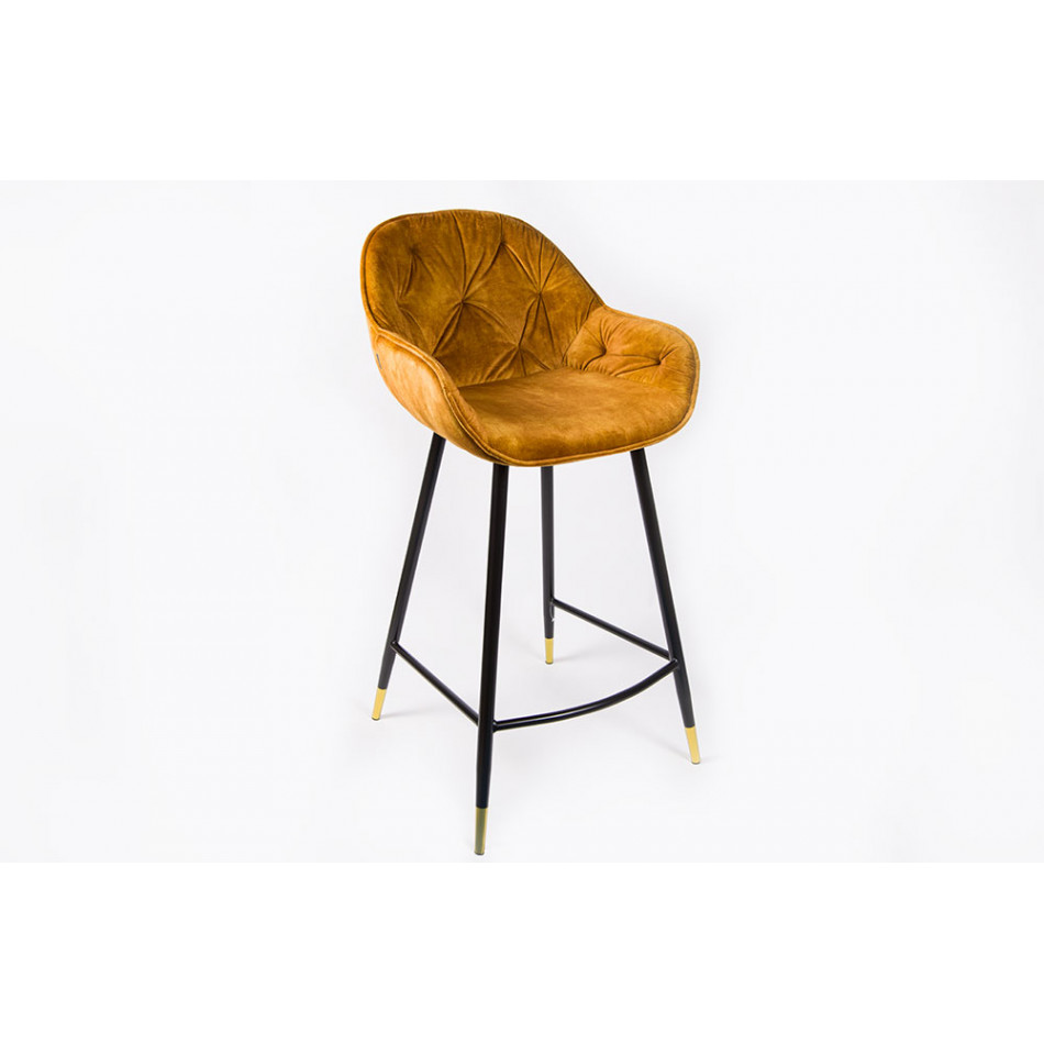 Bar chair Salorino, velvet, golden, 96x48x54cm, seat height 62cm