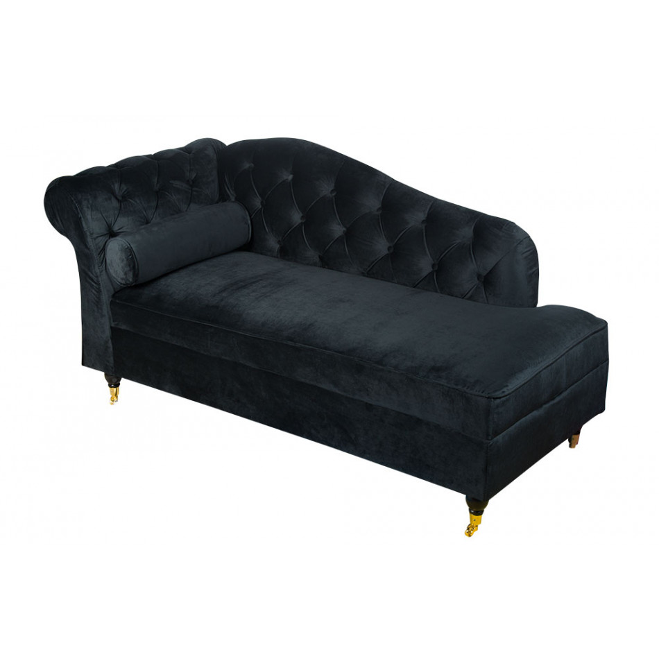 Lounge chair Chesterfield L, black, 164x70x83cm, seat height 42cm