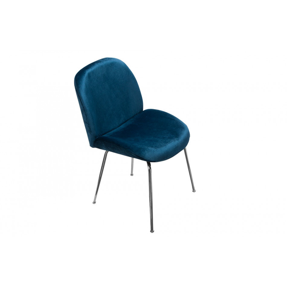 Dining chair Troja, blue colour, velvet, 58x46x88cm, seat height 47cm