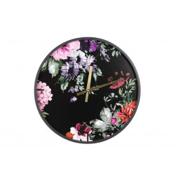 Wooden wall clock FLOWERS, D40cm