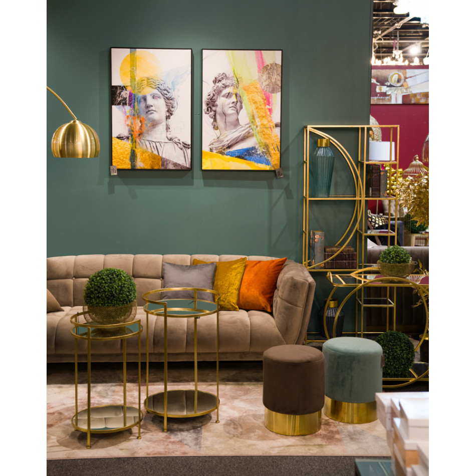 Metal table Barge M, mirror top, golden,  D39x64.5cm