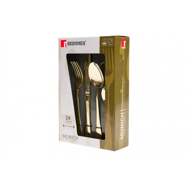 Söögiriistade komplekt  Munich, šampanja värv, 6-le inimesele (24-osaline)