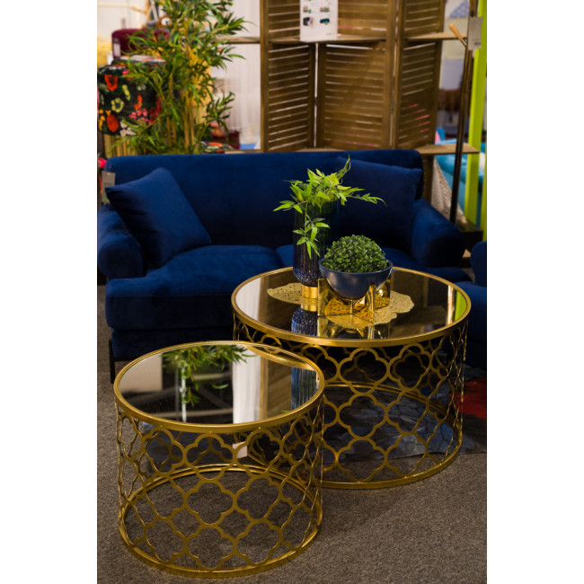 Металлический столик Berini M, зеркальная поверхность, золотистый, D60x45cm