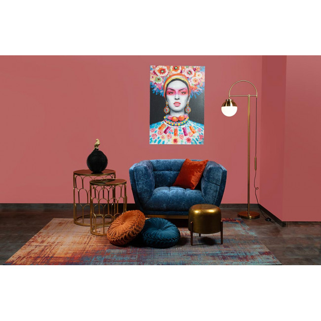 Кресло  Haris, синий, бархат, 110x89x74cm, высота сиденья 43cm