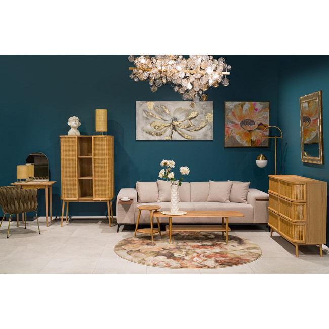 Dressing table with mirror Louis, ash wood veneer, 70x43x130cm