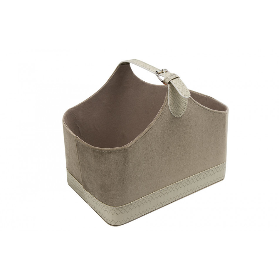 Magazine bag Trianda S, taupe velvet, 31x20x26cm