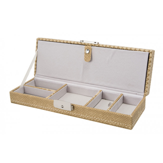 Jewellery box Totte, beige/ snake PU, 28x10x7.5cm