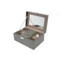 Jewellery box Tramoti, grey PU/ beige, 21x15x10cm