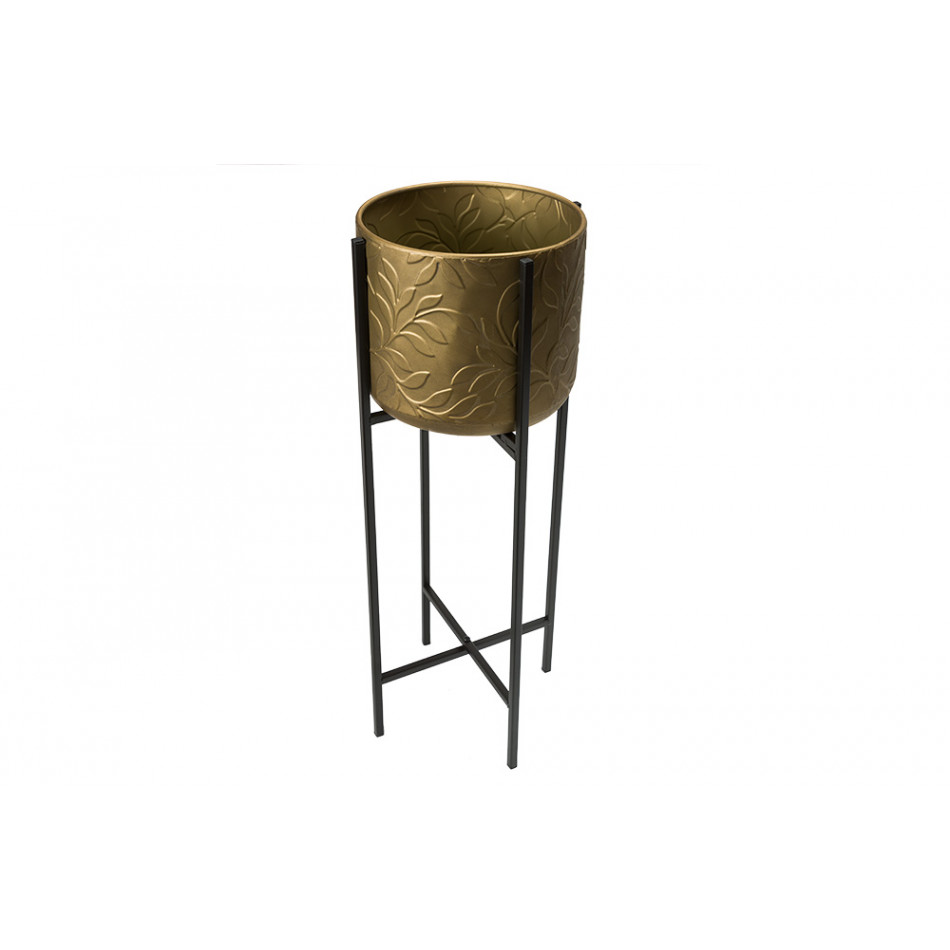 Planter Leaf M, metāls, zelta, D23, H65cm