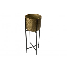 Planter Leaf M, metāls, zelta, D23, H65cm
