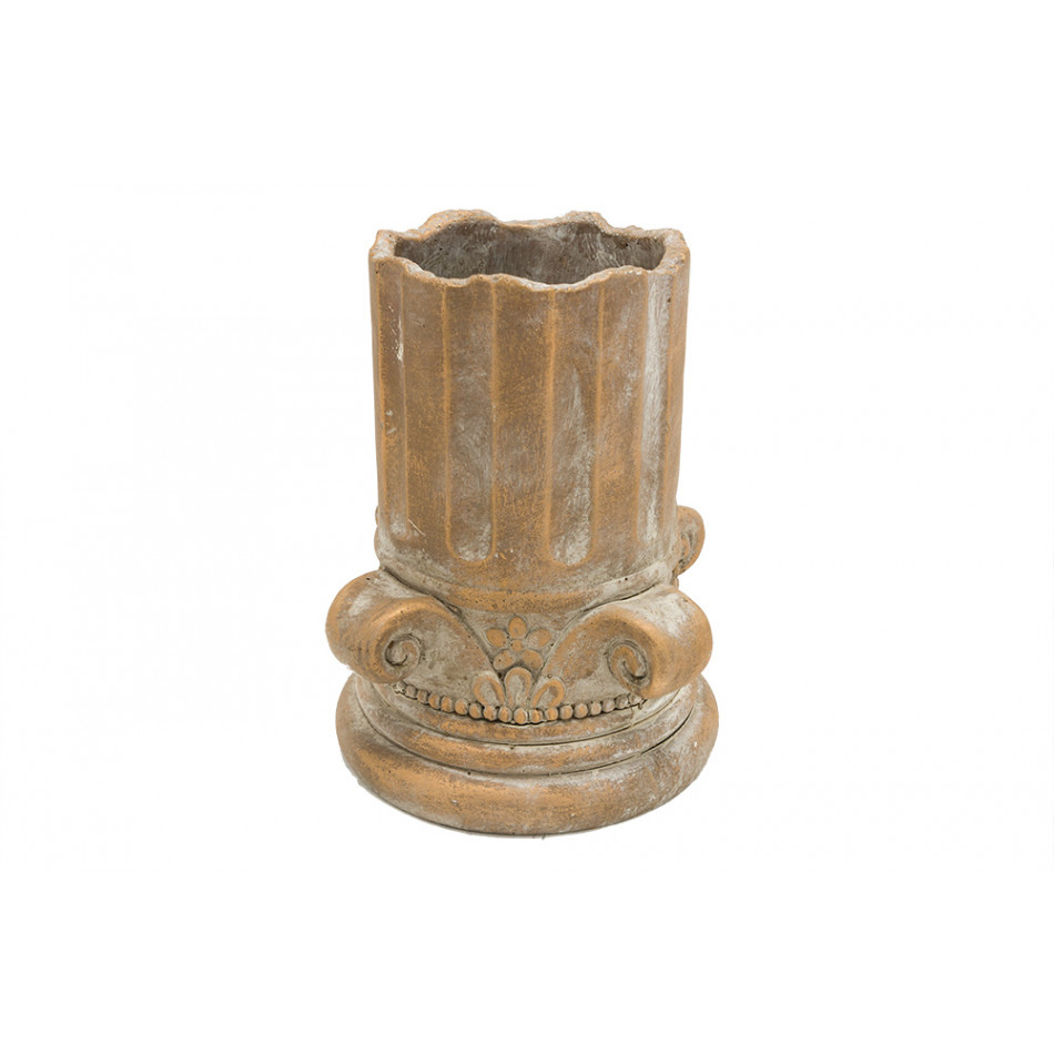 Planter Column, concrete, golden, D19.5x H23cm