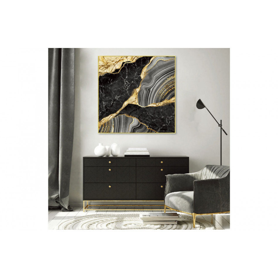 Wall Glass Art Obsidian dream, 100x100x3.5cm