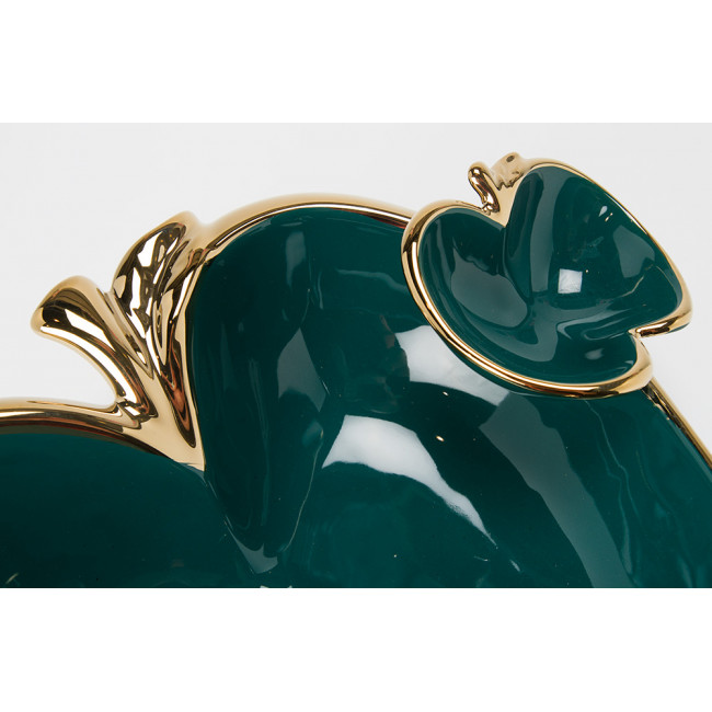 Decorative bowl Two apples, green/gold, 27x23.5x8cm
