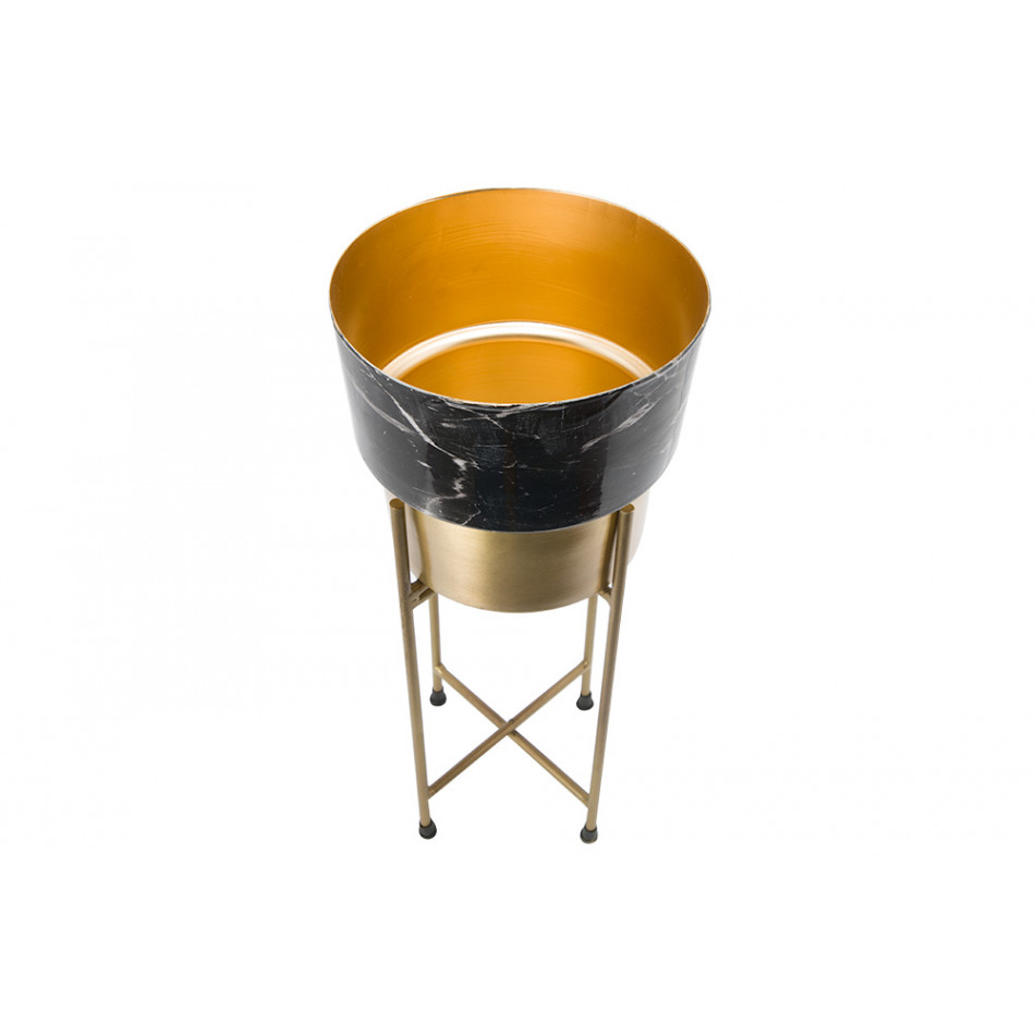 Pot on stand Liivi, brass antique, printing/ clear enamel18x