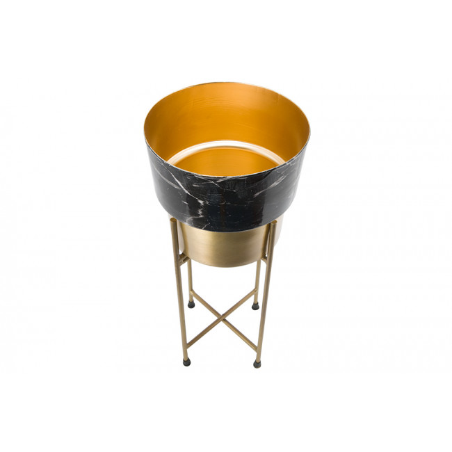 Pot on stand Liivi, brass antique, printing/ clear enamel18x