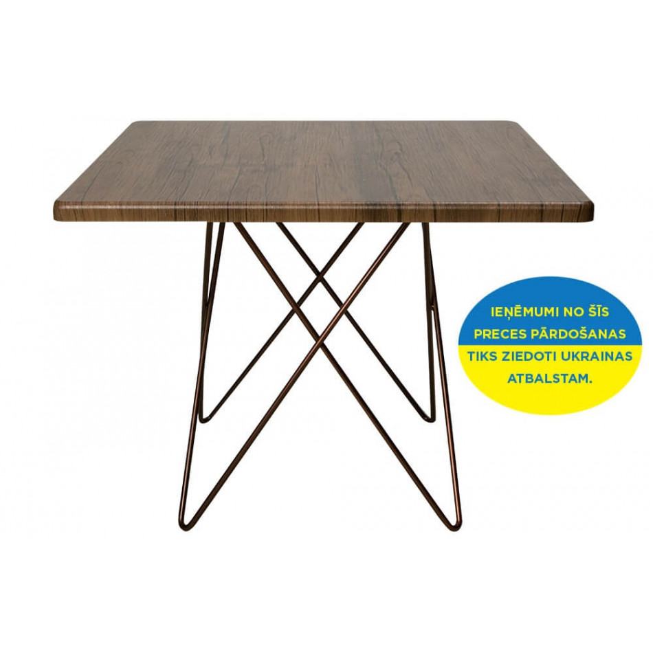 Coffee table Elstar, copper legs, 60x60cm H46cm