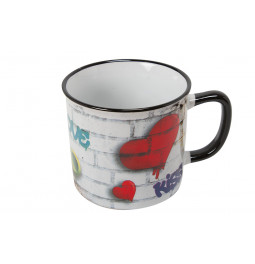 Mug Streetart Love/Kiss/Sweet, H9cm