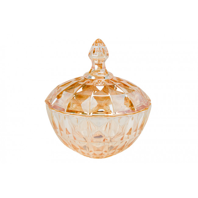 Jar with lid, amber glass, D16.5x19.5cm