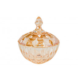 Jar with lid, amber glass, D16.5x19.5cm