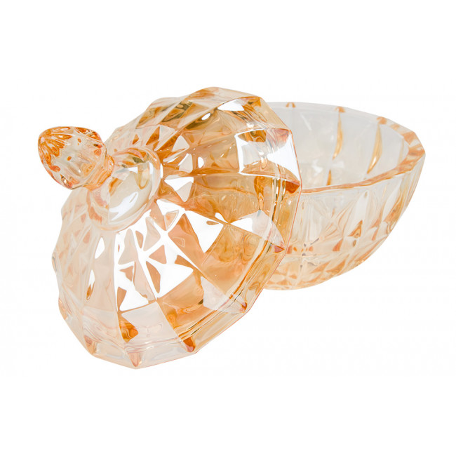 Jar with lid, amber glass, D16.5x19.5cm