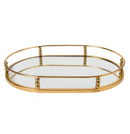 Tray with mirror Garden L, golden, 35x25x5cm