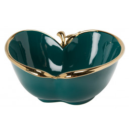Decorative bowl Green apple, green/gold, 19.5x19.5x10.5cm