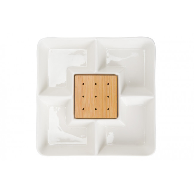 Plate Wooden, 4DIV.,20x20cm