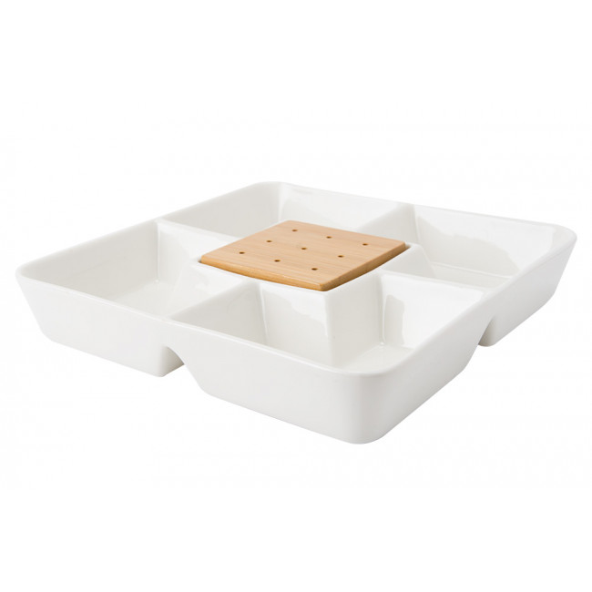 Plate Wooden, 4DIV.,20x20cm